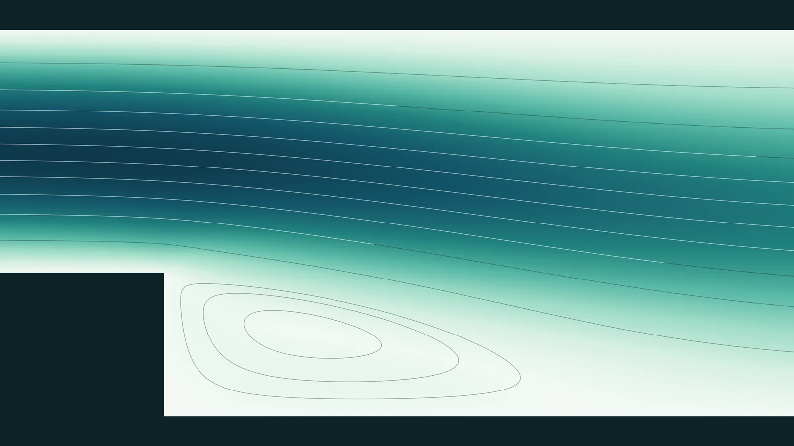 Velocity field and streamlines over a backward-facing step, showing a recirculation zone behind the step