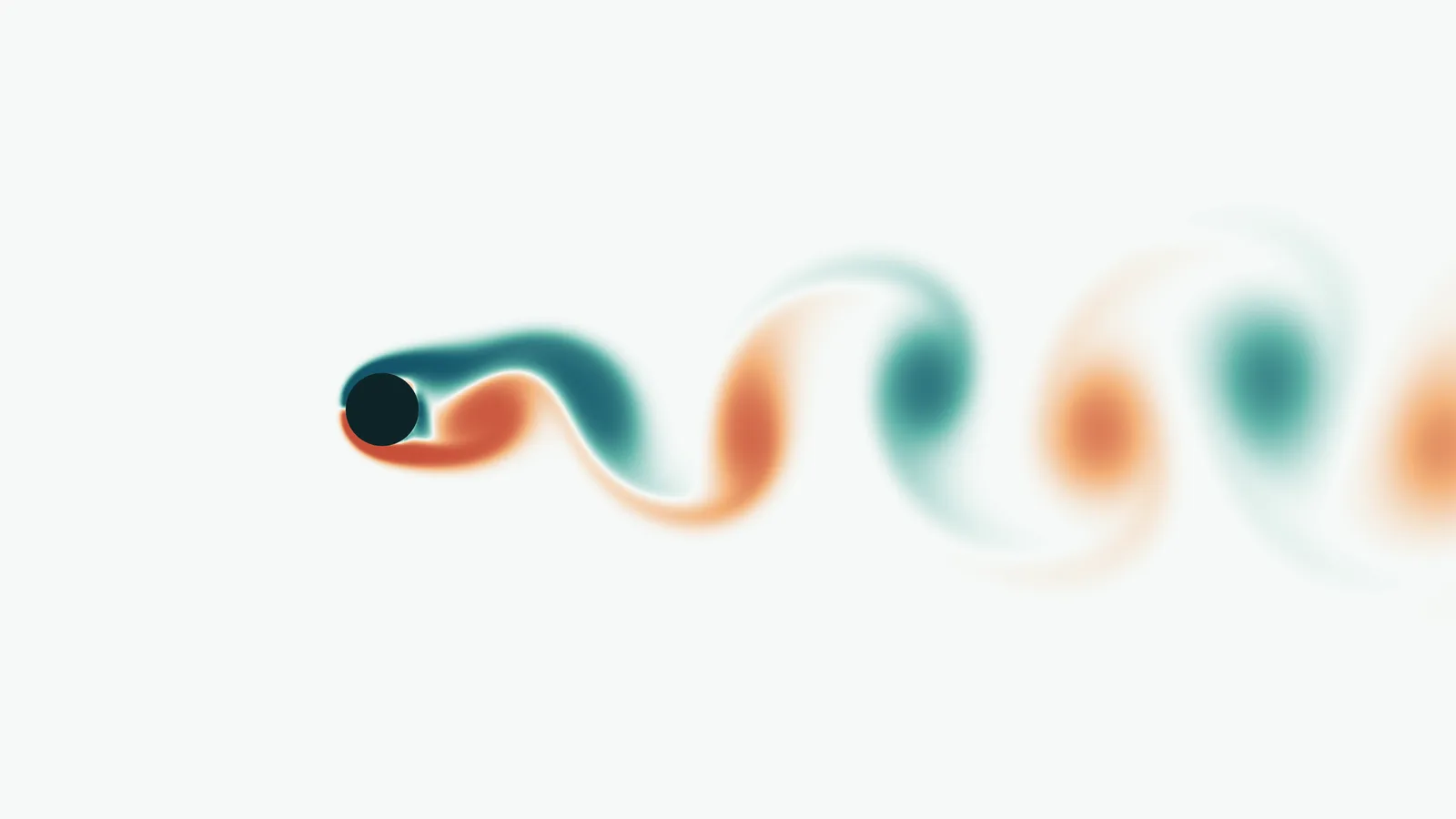 Vorticity contours behind a circular cylinder showing an alternating vortex street